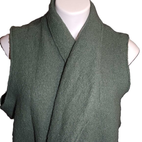 Tahari wool blend long duster vest Women's 1X cardigan olive / army green warm - Picture 4 of 16